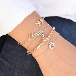Chic Gold Bracelet Set of 4, Infinity Knot